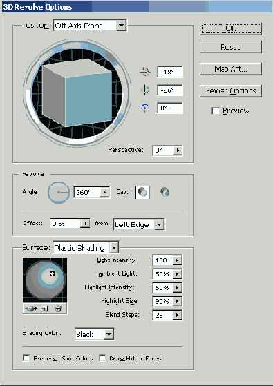  6 17   3D Revolve Options